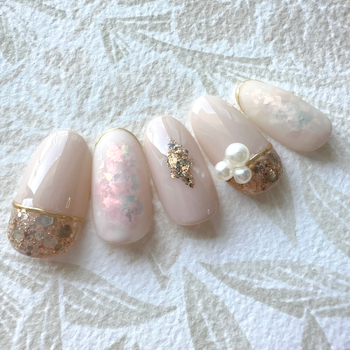 ネイルチップオーダー】ブライダルネイル シンプルネイル 韓国ネイル  