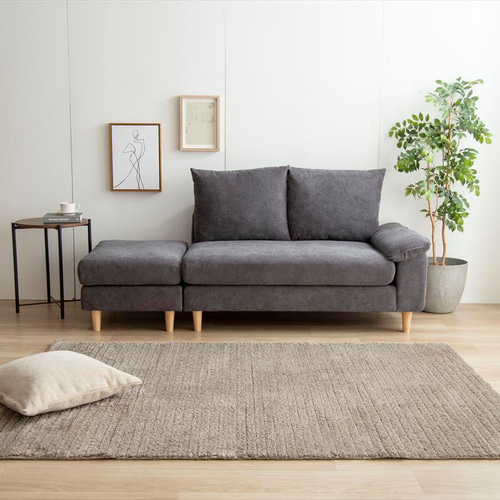 送料無料】【2点セット】 ベロアカウチソファ 1人掛け+オットマン