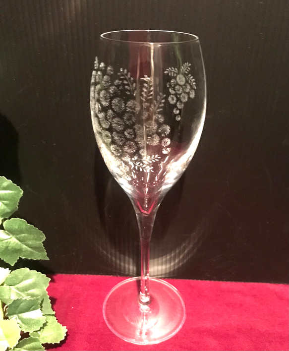 母の日早割　ミモザのグラス＊シャンパン・ワイン〜手彫りガラス〜 14枚目の画像