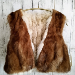 ¶ new antique fur ¶ ブルーフォックス/パステルミンクリバーシブルジレ 2枚目の画像