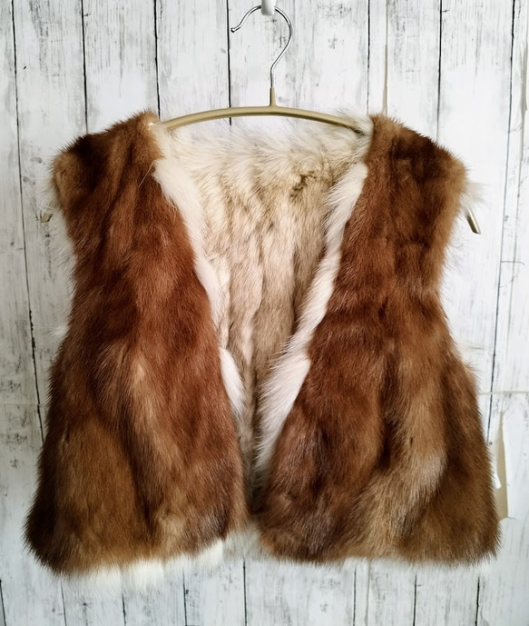 ¶ new antique fur ¶ ブルーフォックス/パステルミンクリバーシブルジレ 2枚目の画像