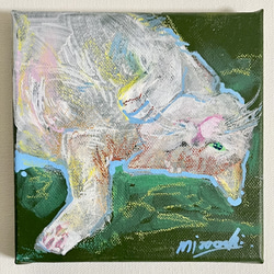 ミニ絵画 『日進月歩 たまに休憩』リクガメ 亀 キャンバス