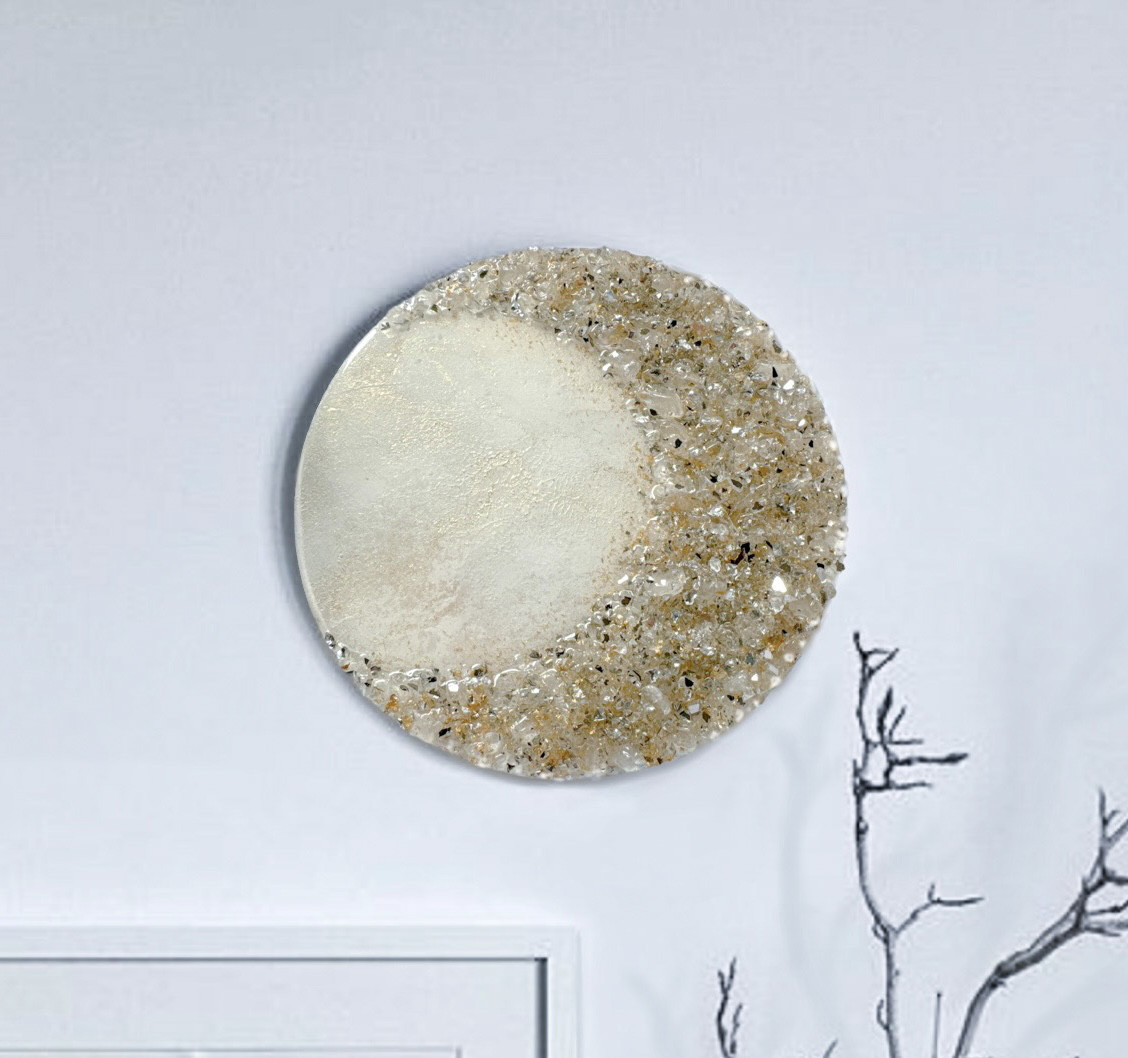 白い三日月/輝くアートパネル/壁掛けインテリア