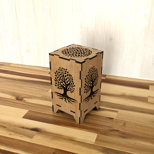 木製テーブルランプ ライトスタンド LEDキャンドルライト付き スタンド