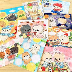ウメちゃん✩.*˚　おまとめ出品　オンガード&ティーツリー 春夏秋冬ポメちゃん イラストポストカード 10枚セット