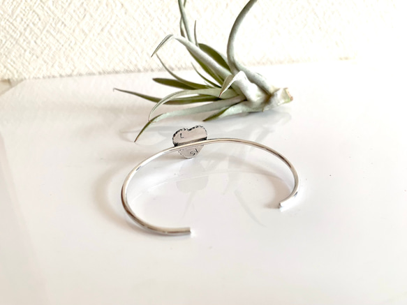 送料無料/Silver950 ロイストン•ターコイズ/シルバーバングル/ハート 6枚目の画像