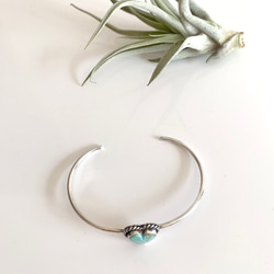 送料無料/Silver950 ロイストン•ターコイズ/シルバーバングル/ハート 4枚目の画像