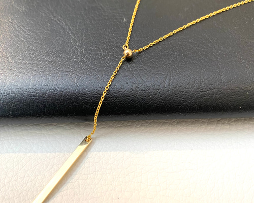 14K GOLD FILLED】スライドビーズ ラリエット ネックレス70cm 調整可能