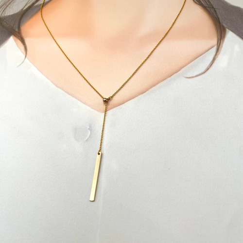 ラリエットタイプネックレス　ゴールド 14K GOLD FILLED】スライドビーズ ラリエット ネックレス70cm