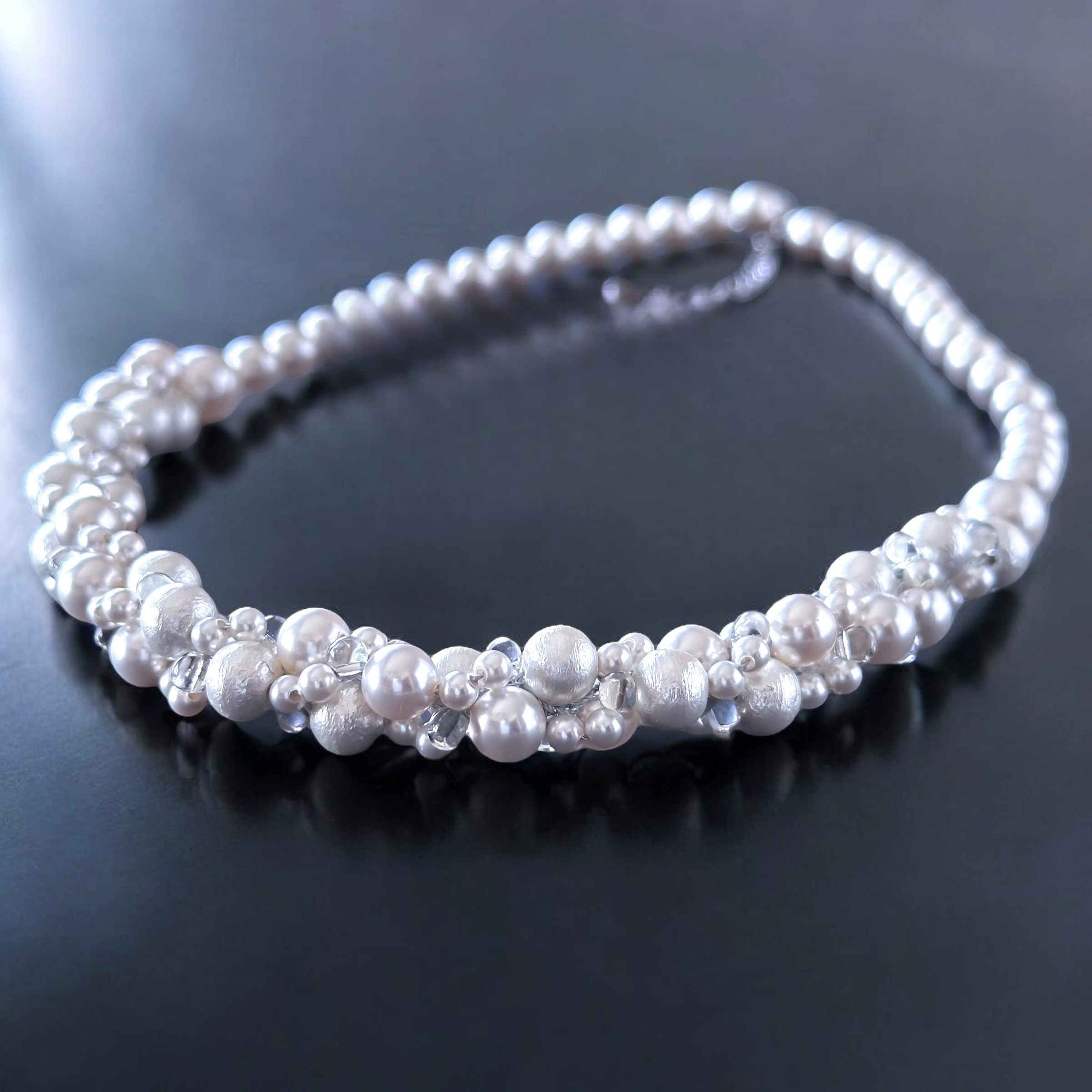 2種パールのネックレス  ホワイト 40〜45cm  フォーマル オケージョン サージカルステンレス