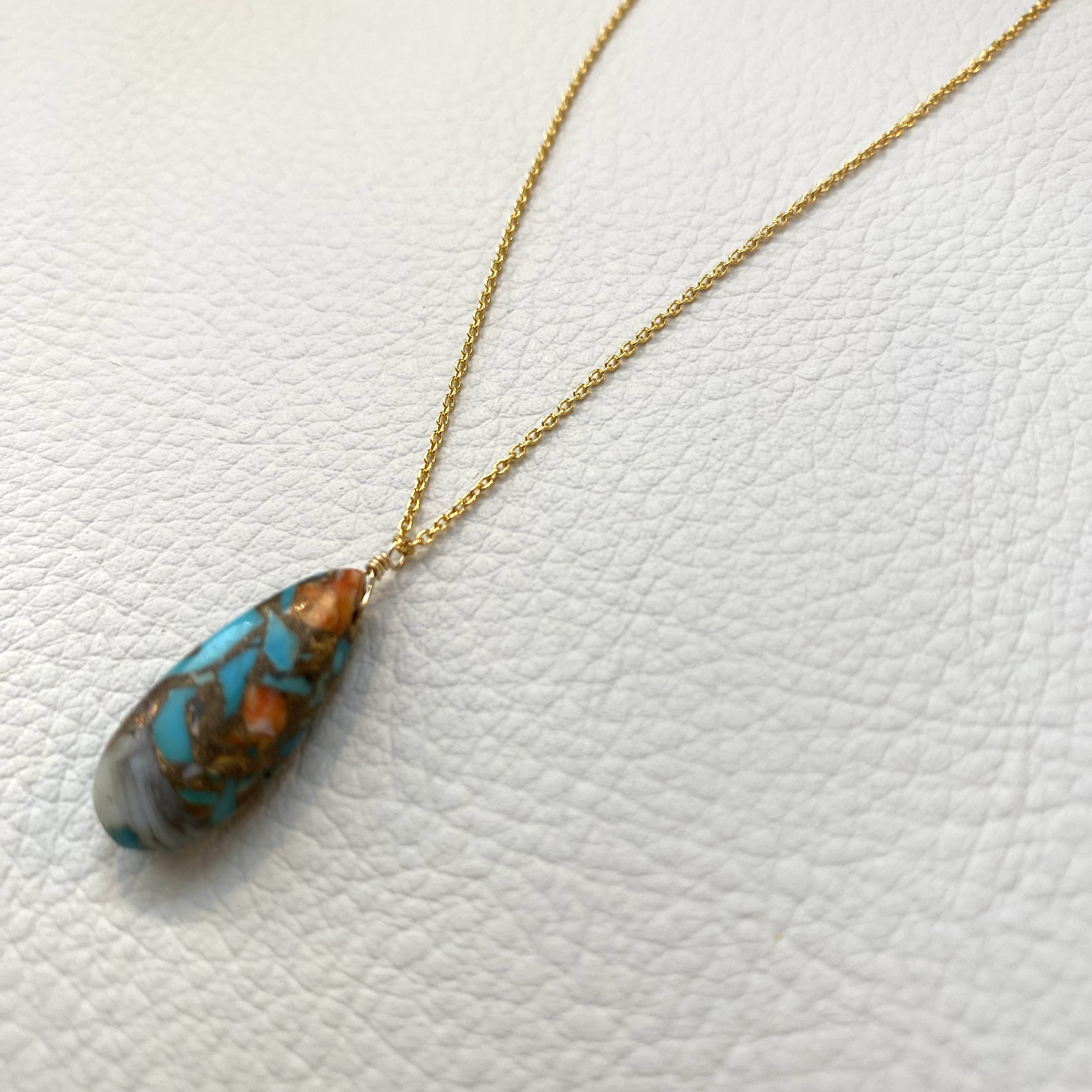 【14K GOLD FILLED】オイスターカッパーターコイズネックレス50cm ゴールドフィルド14kgf NB137