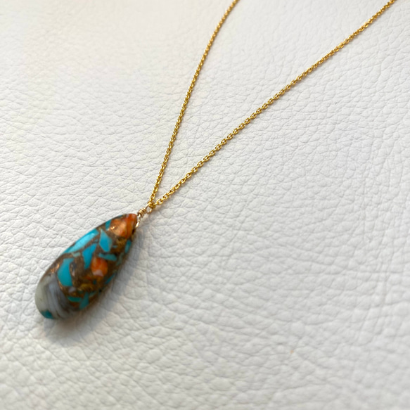 14K GOLD FILLED】オイスターカッパーターコイズネックレス50cm