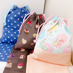 ランチョンマット⭐️コップ袋⭐️給食袋⭐️ハンドメイド ハンドメイド 生地、紐色が選べる 給食3点セット 入園入学セット 電車