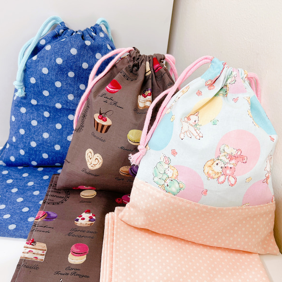 Me 様　確認　ランチョンマット　給食袋　さくらんぼ　いちご　フリル　オーダー Me 様 確認 ランチョンマット 給食袋 さくらんぼ いちご フリル