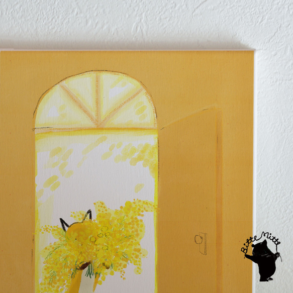 藝術面板 織品面板 斯堪的納維亞室內插畫面板 含羞草*花植物 春狐 第4張的照片