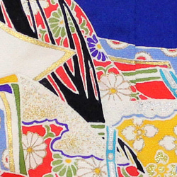 手描き京友禅のミニチュア着物姫（源氏絵）模様瑠璃色（絹100%） 2枚目の画像