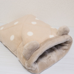 ハリネズミ用寝袋（リバーシブル）Lサイズ ドッド柄ベージュ