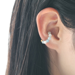 天然寶石海藍寶石耳骨夾 | 圓形切割 4 毫米 | 三月生日石 第13張的照片