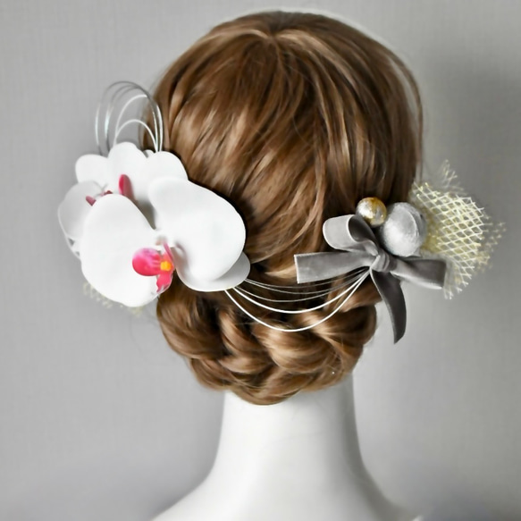 2024新作 胡蝶蘭 ベロアリボン 水引 ヘッドドレス ヘアアクセサリー 