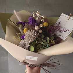 dry flower bouquet　 gray purple & yellow 11枚目の画像