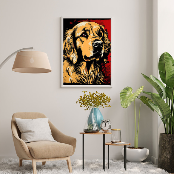 【Trinity (トリニティー)  - ゴールデンレトリバー犬 No.1】幸運 モダンアートポスター 犬の絵 犬の絵画 7枚目の画像