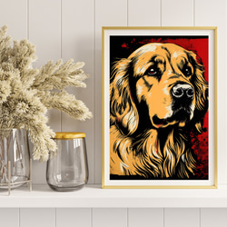 【Trinity (トリニティー)  - ゴールデンレトリバー犬 No.1】幸運 モダンアートポスター 犬の絵 犬の絵画 8枚目の画像