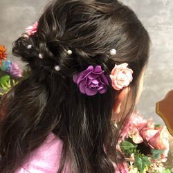 バラとリボンの髪飾りセット 2枚目の画像