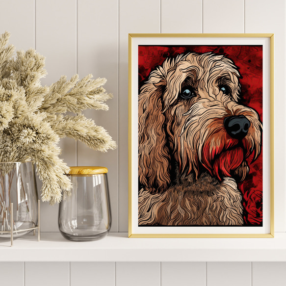 【Trinity (トリニティー)  - ゴールデンドゥードル犬 No.2】幸運 モダンアートポスター 犬の絵 犬の絵画 8枚目の画像