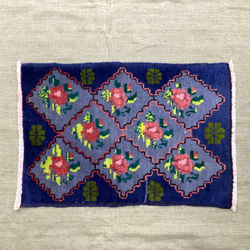 手織りトルコ絨毯 65x45cm ヴィンテージラグ 1枚目の画像