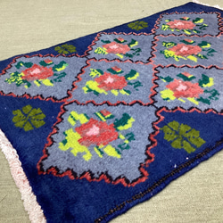 手織りトルコ絨毯 65x45cm ヴィンテージラグ 3枚目の画像