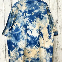 タイダイ染め　ビッグシルエット Tシャツ　XLサイズ　インディゴブルー×ベージュ　Hippies Dye HD21-24 3枚目の画像