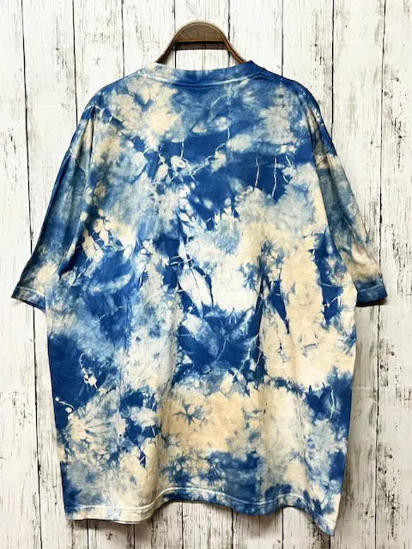 タイダイ染め　ビッグシルエット Tシャツ　XLサイズ　インディゴブルー×ベージュ　Hippies Dye HD21-24 3枚目の画像