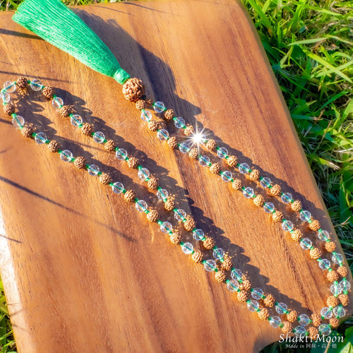 ヒマラヤ水晶×菩提樹(ルドラクシャ)　マーラー 圧倒的な輝き！宝石質 極上キラキラカット水晶×ルドラクシャ】高品質