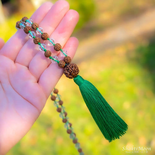 ヒマラヤ水晶×菩提樹(ルドラクシャ)　マーラー 圧倒的な輝き！宝石質 極上キラキラカット水晶×ルドラクシャ】高品質