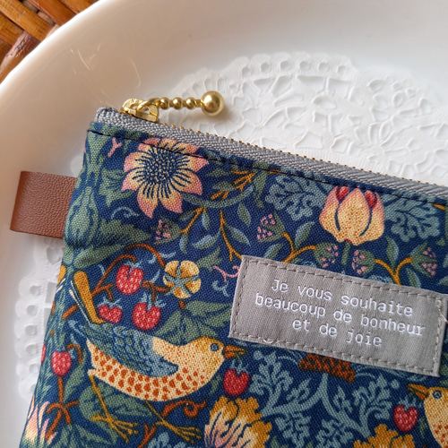 ウィリアムモリス いちご泥棒柄 ポケットティッシュポーチ 小物入れ