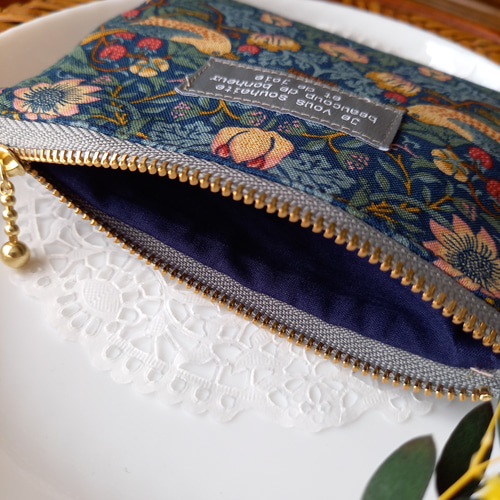 ウィリアムモリス いちご泥棒柄 ポケットティッシュポーチ 小物入れ