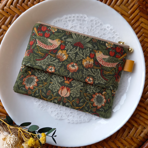 ウィリアムモリス いちご泥棒柄 ポケットティッシュポーチ 小物入れ