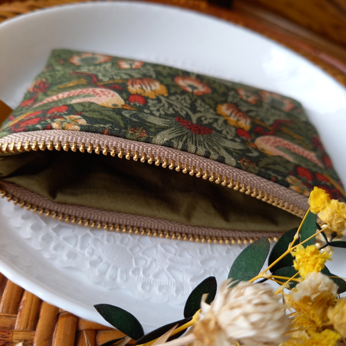 ウィリアムモリス いちご泥棒柄 ポケットティッシュポーチ 小物入れ