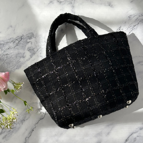 特集掲載】マチ広め❤️ 黒 チェック トートバッグ 通勤・新生活