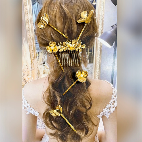 コーム+ヘアピン6本セット 結婚式 花嫁 ブライダル ヘア コーム+ヘアピン6本セット 結婚式 花嫁 ブライダル ヘア