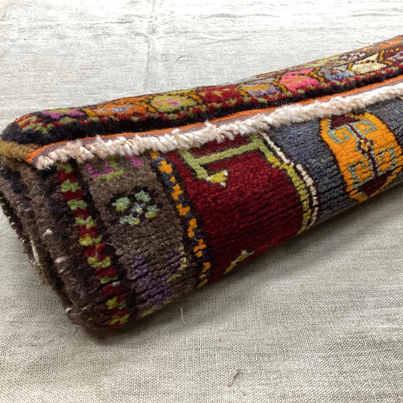 手織りトルコ絨毯 94x49cm ヴィンテージラグ 9枚目の画像