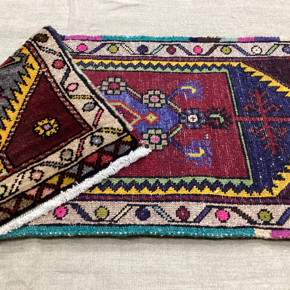 手織りトルコ絨毯 96x43cm ヴィンテージラグ 8枚目の画像