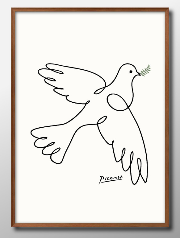 11315■アートポスター　絵画　A3サイズ『平和の鳩』イラスト　デザイン　上級マット紙　北欧 1枚目の画像