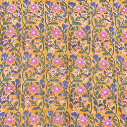 【50cm單位】橙粉色花朵印度手工塊印花布料棉質 第3張的照片