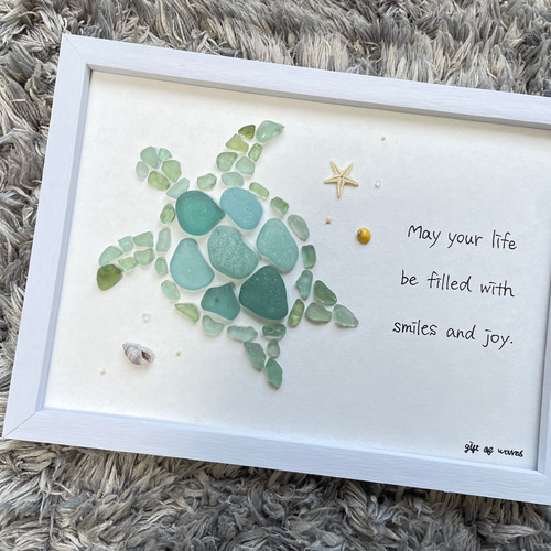 シーグラス ウミガメNo.3 シーグラスアート インテリア雑貨 置物