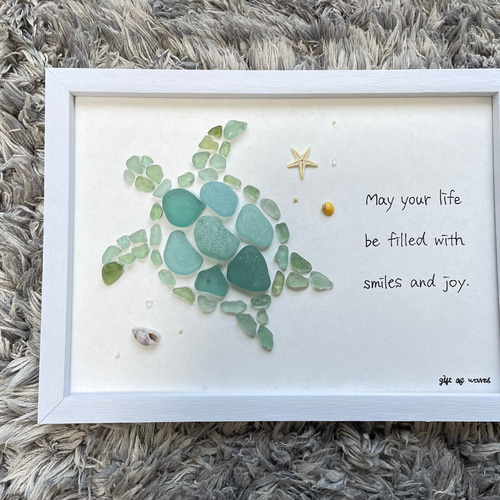 シーグラスアート（Miria様オーダーご確認用ページです☆） シーグラスアート『くじら』/海/インテリア/ガラスアート/クジラ