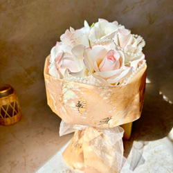 即日発送対応　Bouquet de Roses バラの花束　02 WHITE 韓国風　パール 1枚目の画像
