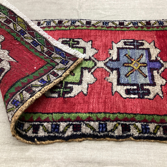 手織りトルコ絨毯 87x51cm ヴィンテージラグ 8枚目の画像