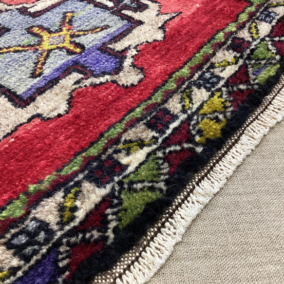 手織りトルコ絨毯 87x51cm ヴィンテージラグ 5枚目の画像
