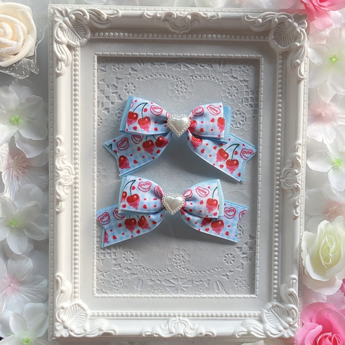 さくらんぼパール付き♡ベビーヘアクリップヘアゴム